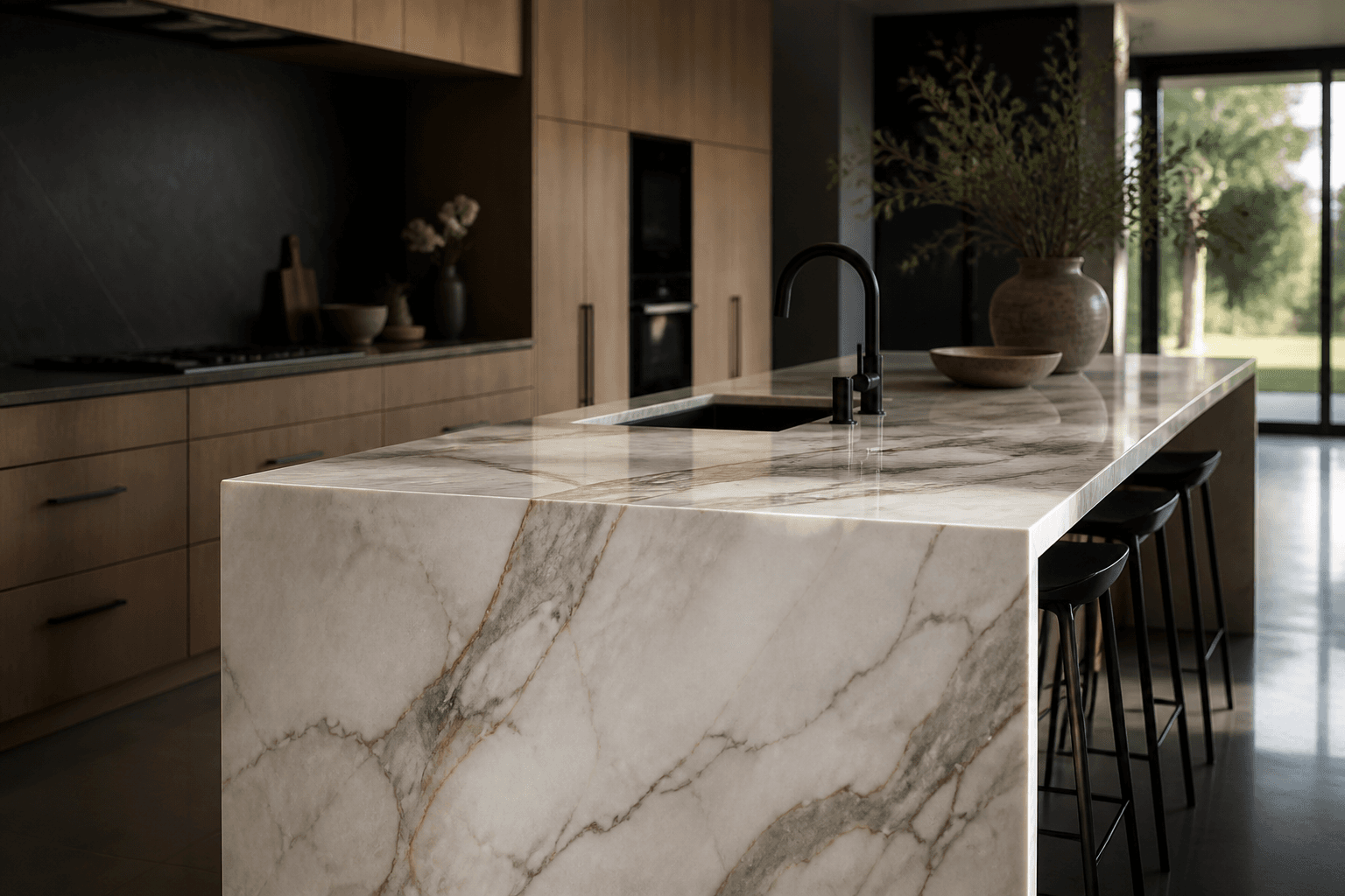 Luxury stone kitchen island